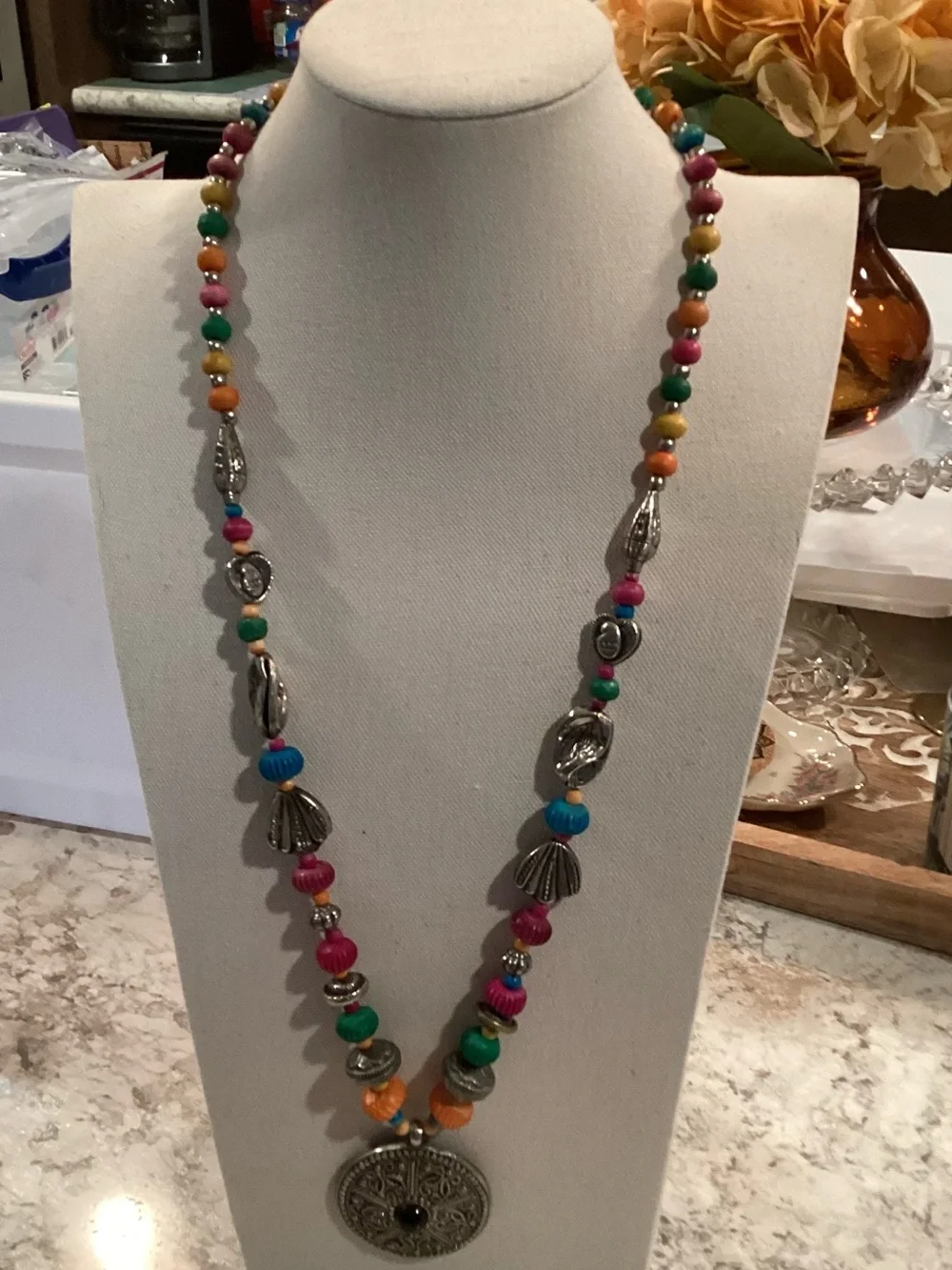 Handcrafted Multicolor Beaded Pendant Necklace - Boho Women